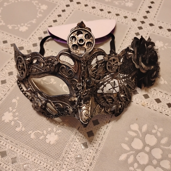 🆕 Silver Steampunk Eye Half Mask, New - Picture 6 of 10